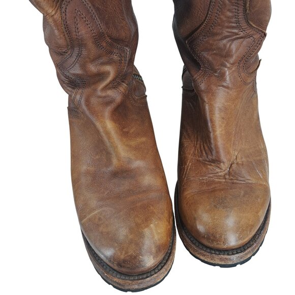 Freebird Fuego Over the Knee Brown Leather Heeled Boots Size 12 Tall Distressed - Picture 3 of 16